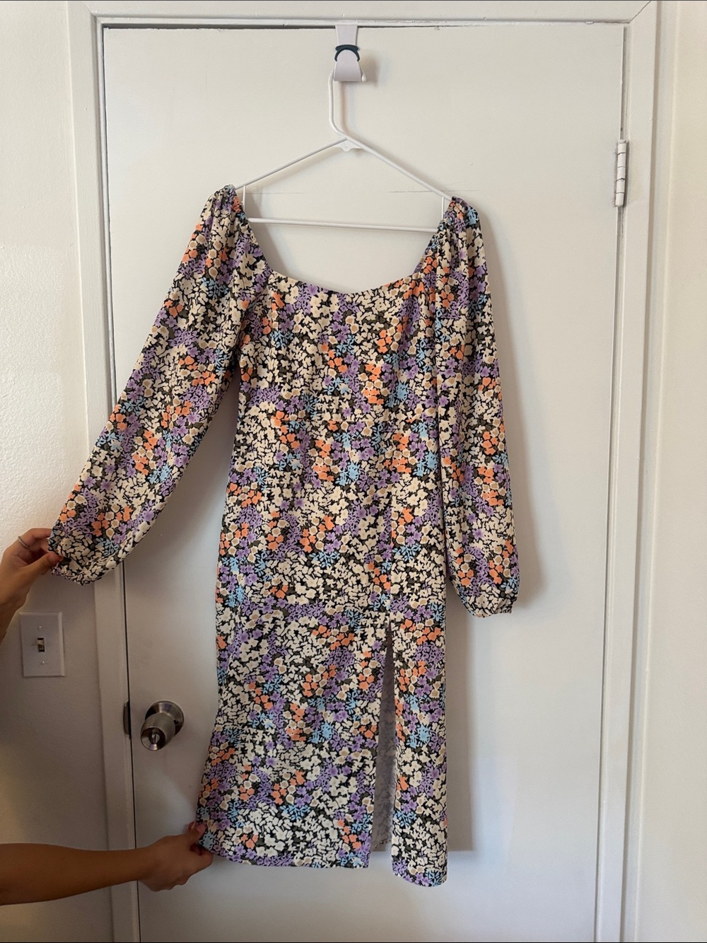 Tea n Cup Floral Midi Dress in Peach, Lavender, Blue, Cream, Black
